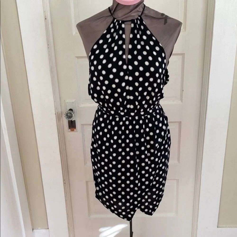 Maeve Chic Black and‎ White Polka Dot Dress Small